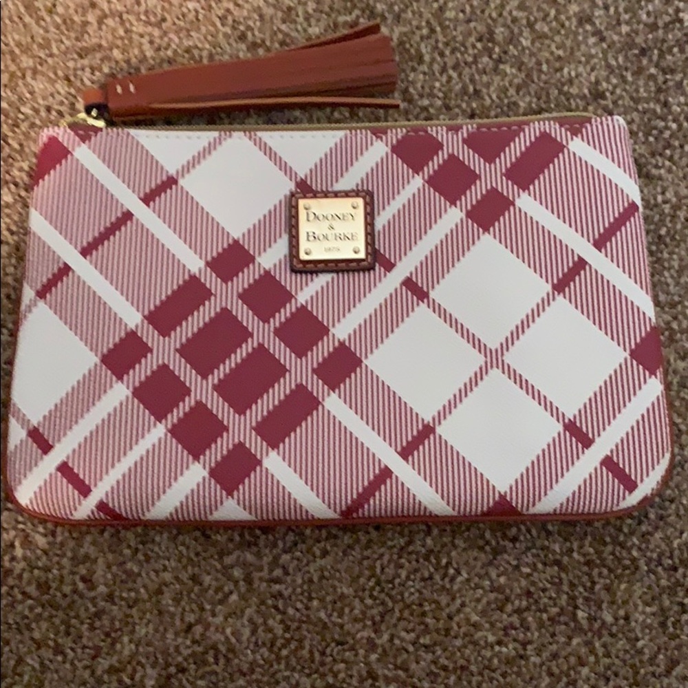 Dooney & bourke tartan print coated cotton clutch